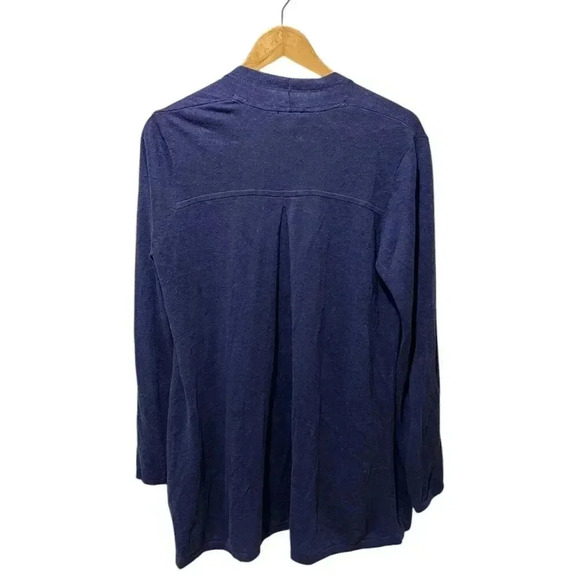 J. Jill Women's Linen Blend Back Pleat Cardigan Size Small Blue Relaxed Fit - Picture 6 of 6